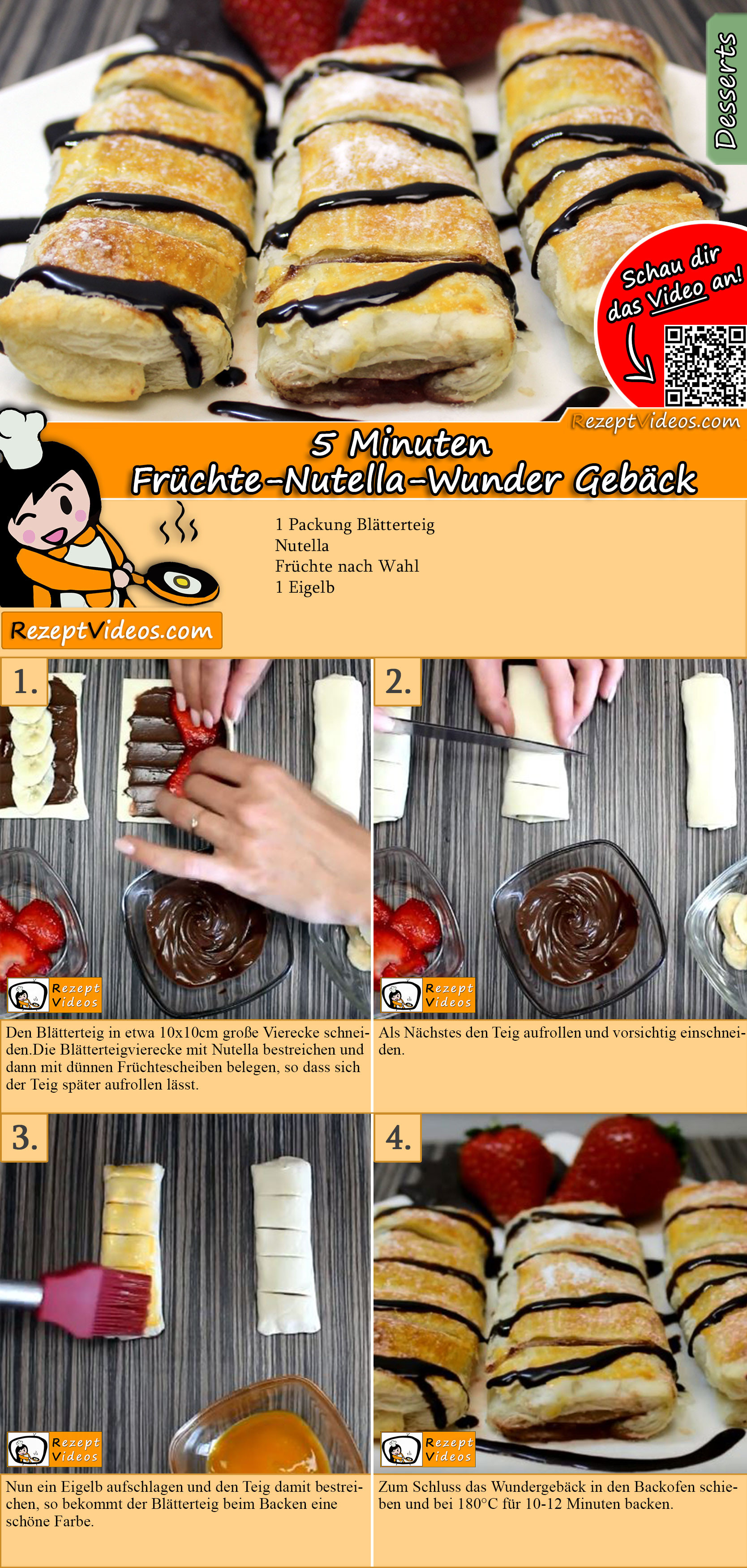 5 Minuten Früchte-Nutella-Wundergebäck Rezept mit Video