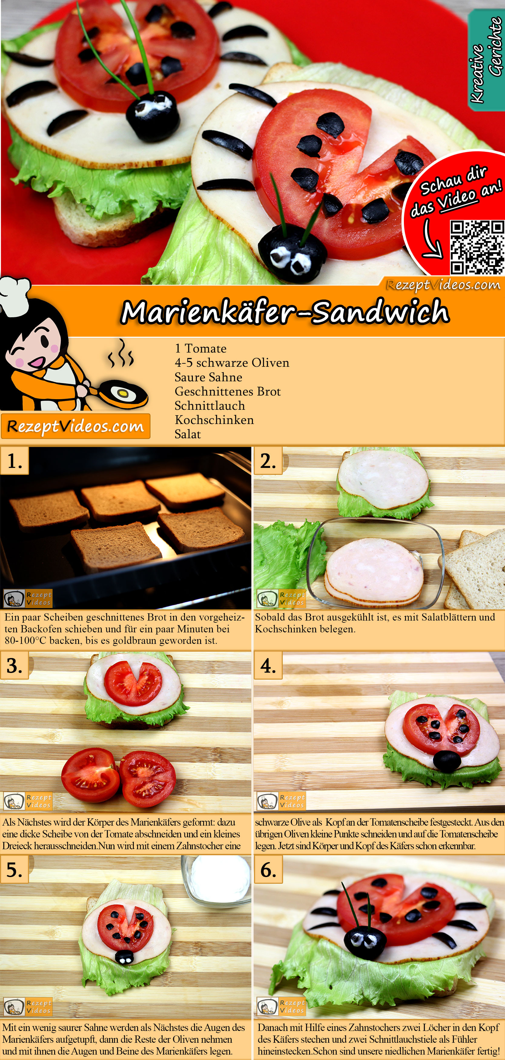 Marienkäfer-Sandwich Rezept mit Video