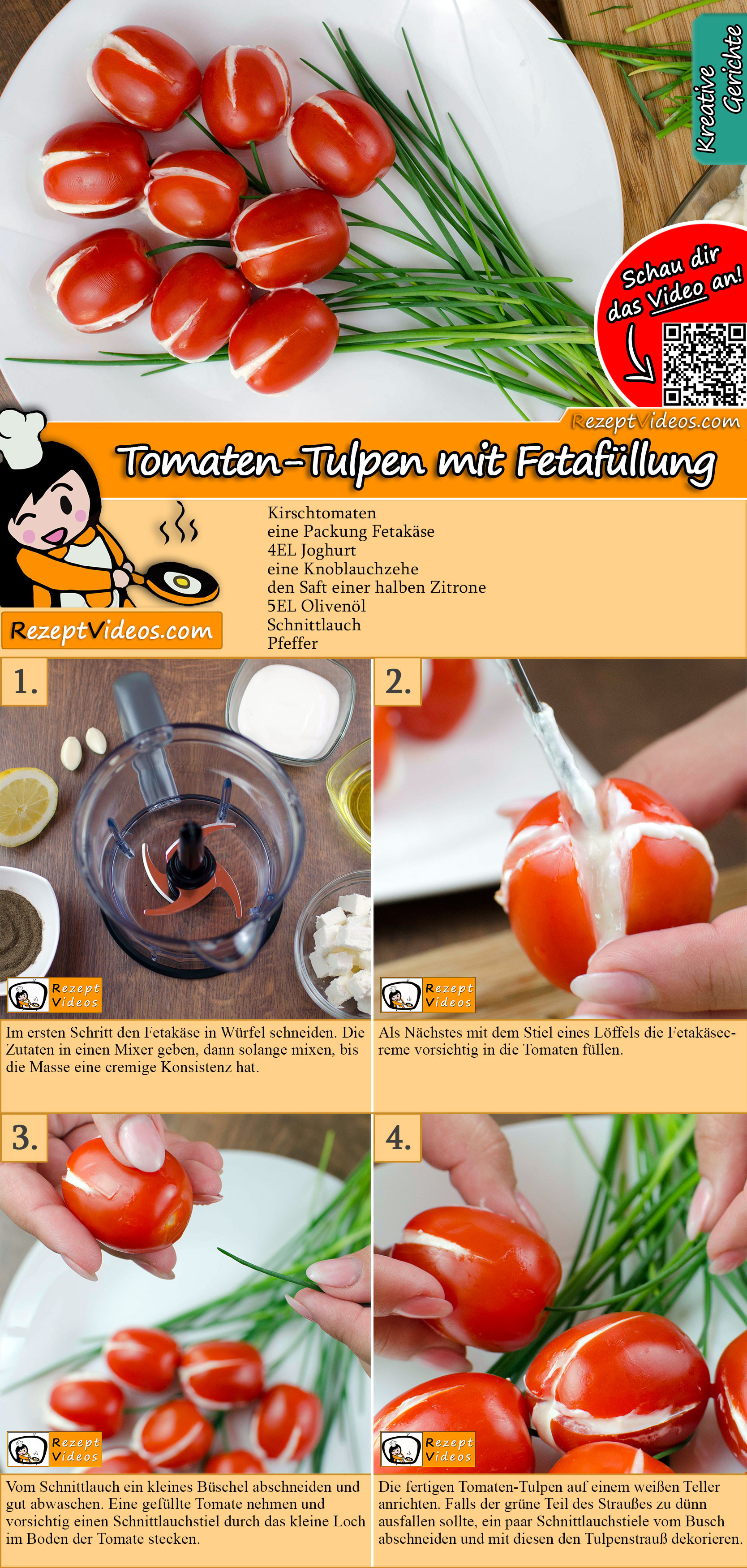 Tomaten-Tulpen mit Fetafüllung Rezept mit Video