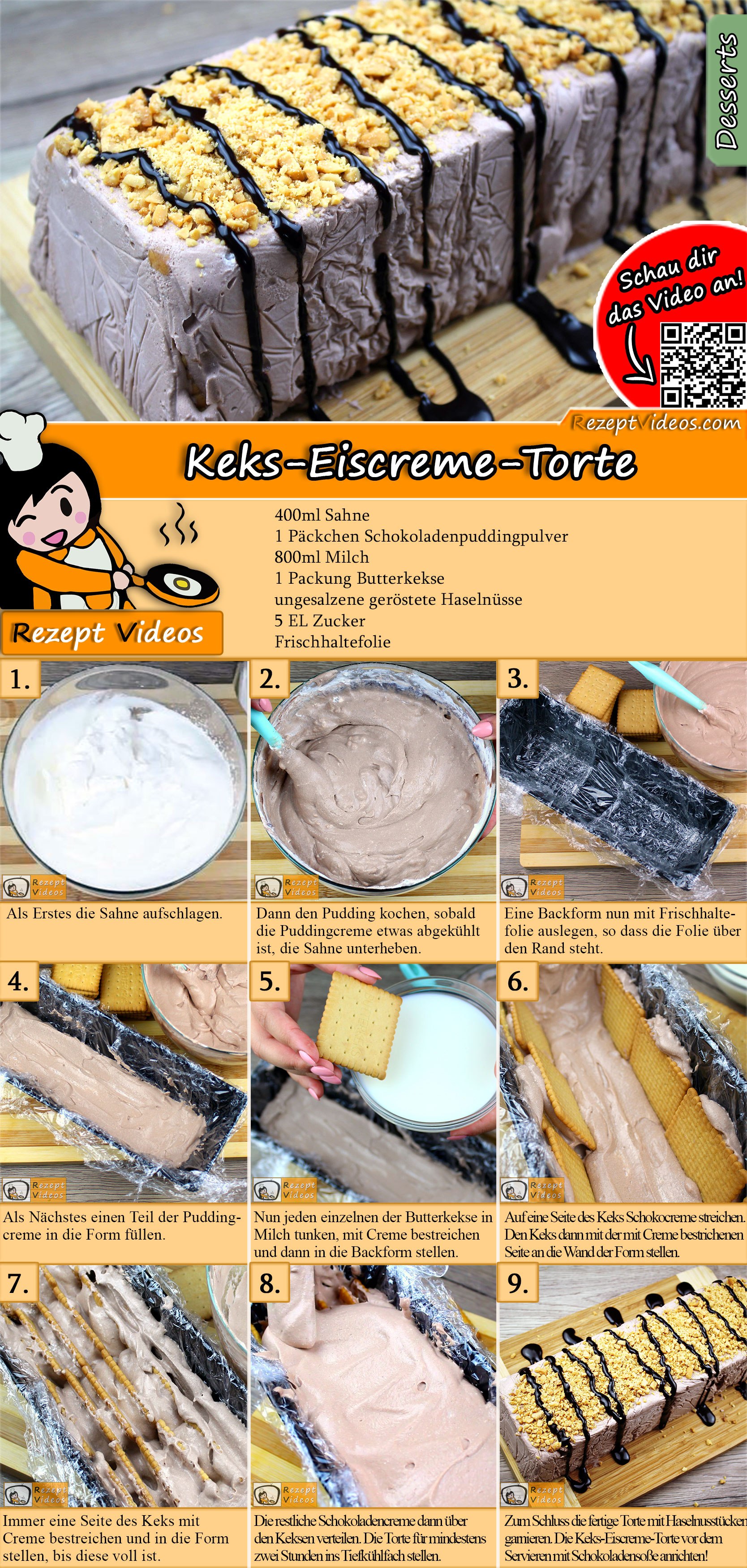 Keks-Eiscreme-Torte Rezept mit Video