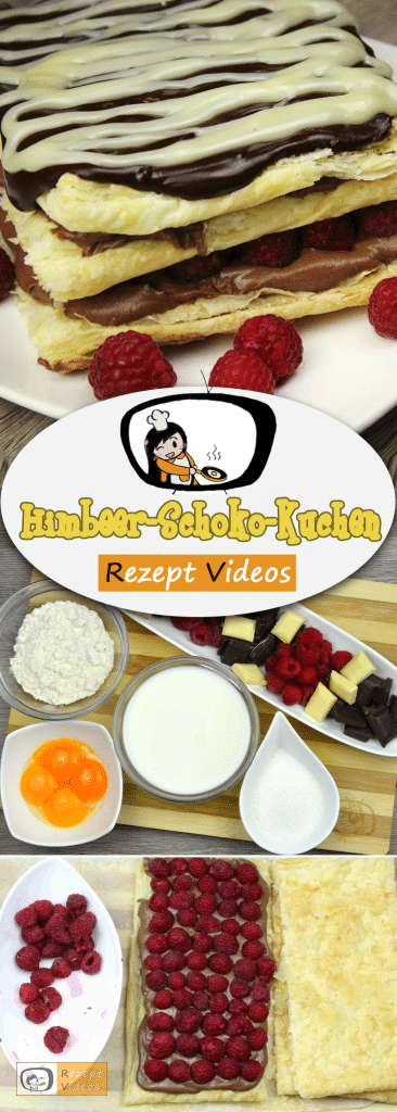 Himbeer-Schoko-Kuchen, Rezept Videos, leckere Rezepte, Kuchen Rezept, Himbeeren, Blätterteig