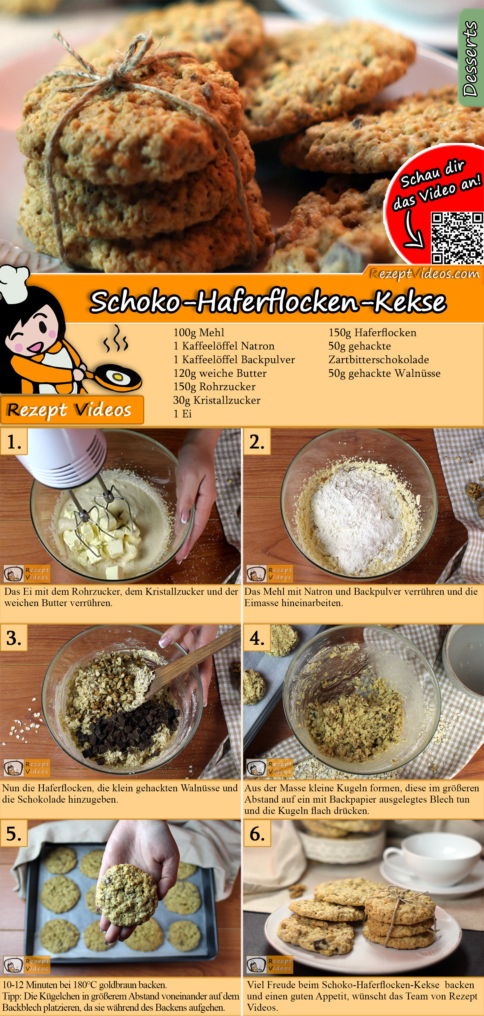 Schoko-Haferflocken-Kekse Rezept mit Video