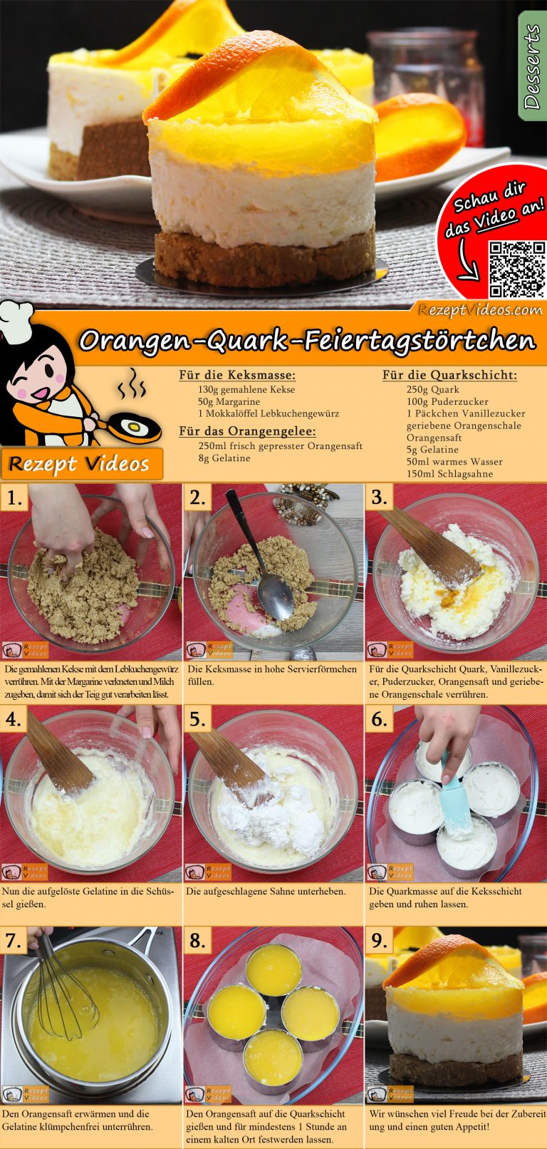 Orangen-Quark-Feiertagstörtchen Rezept mit Video - Rezeptideen