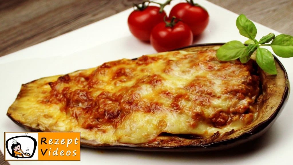 Mit Hackfleischragout gefüllte Aubergine Rezept mit Video - Rezeptideen