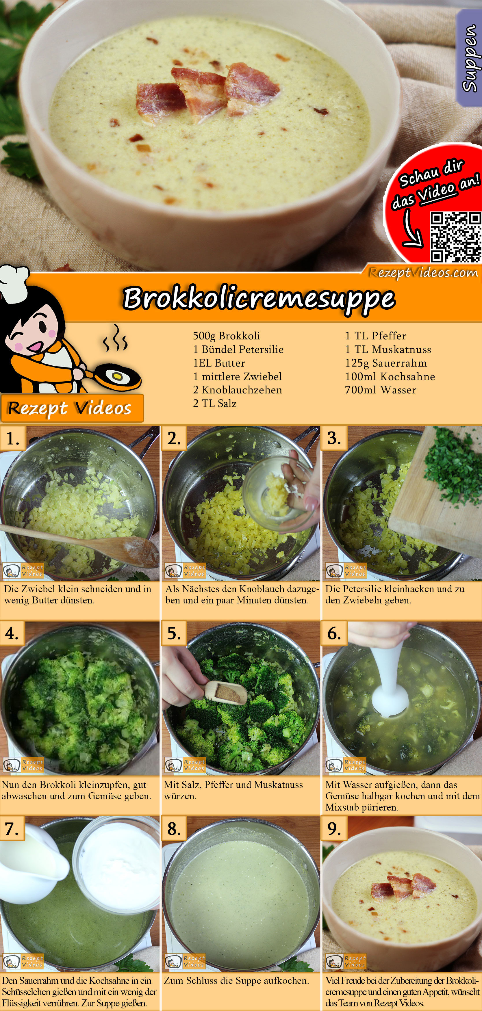 Brokkolicremesuppe Rezept mit Video