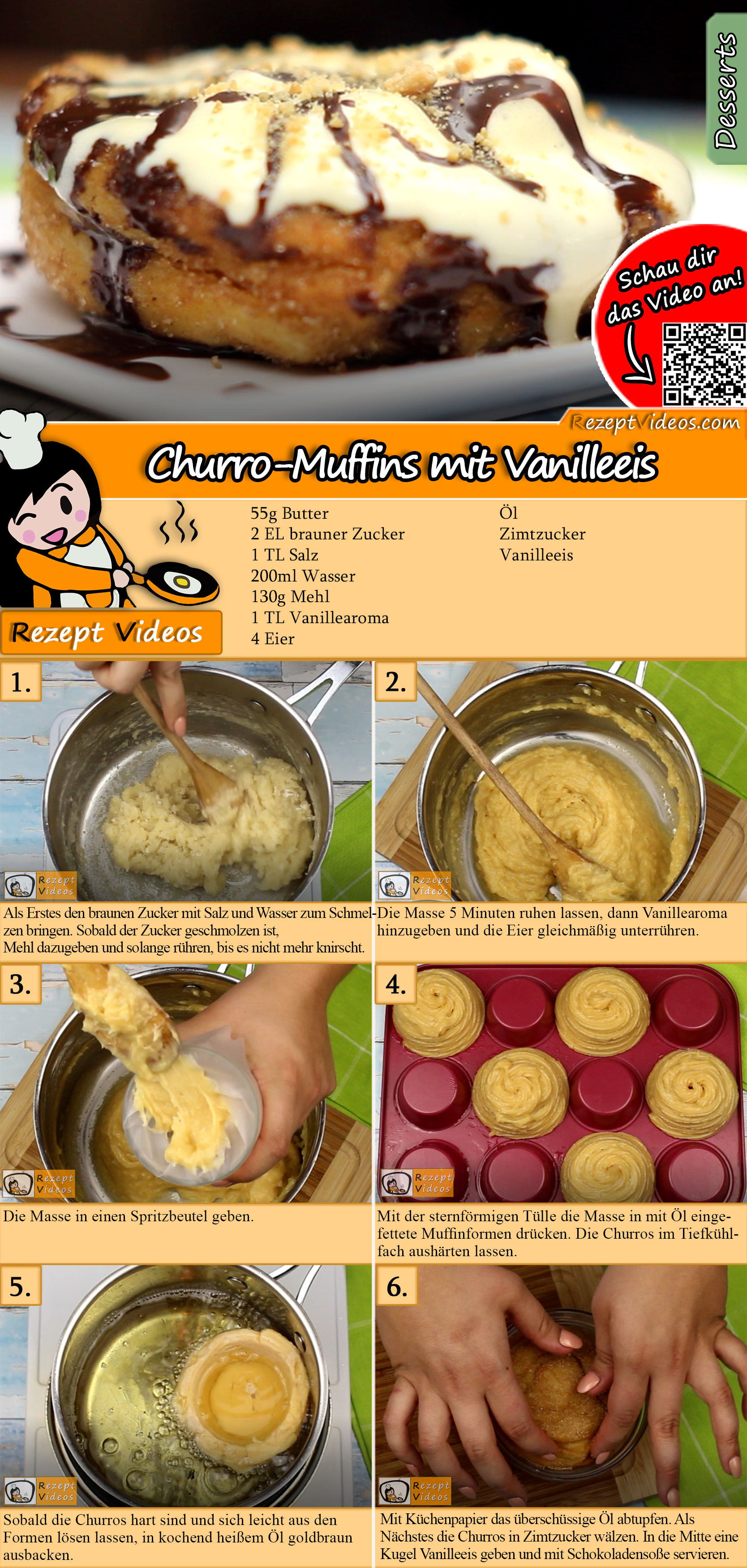 Churro-Muffins mit Vanilleeis Rezept mit Video