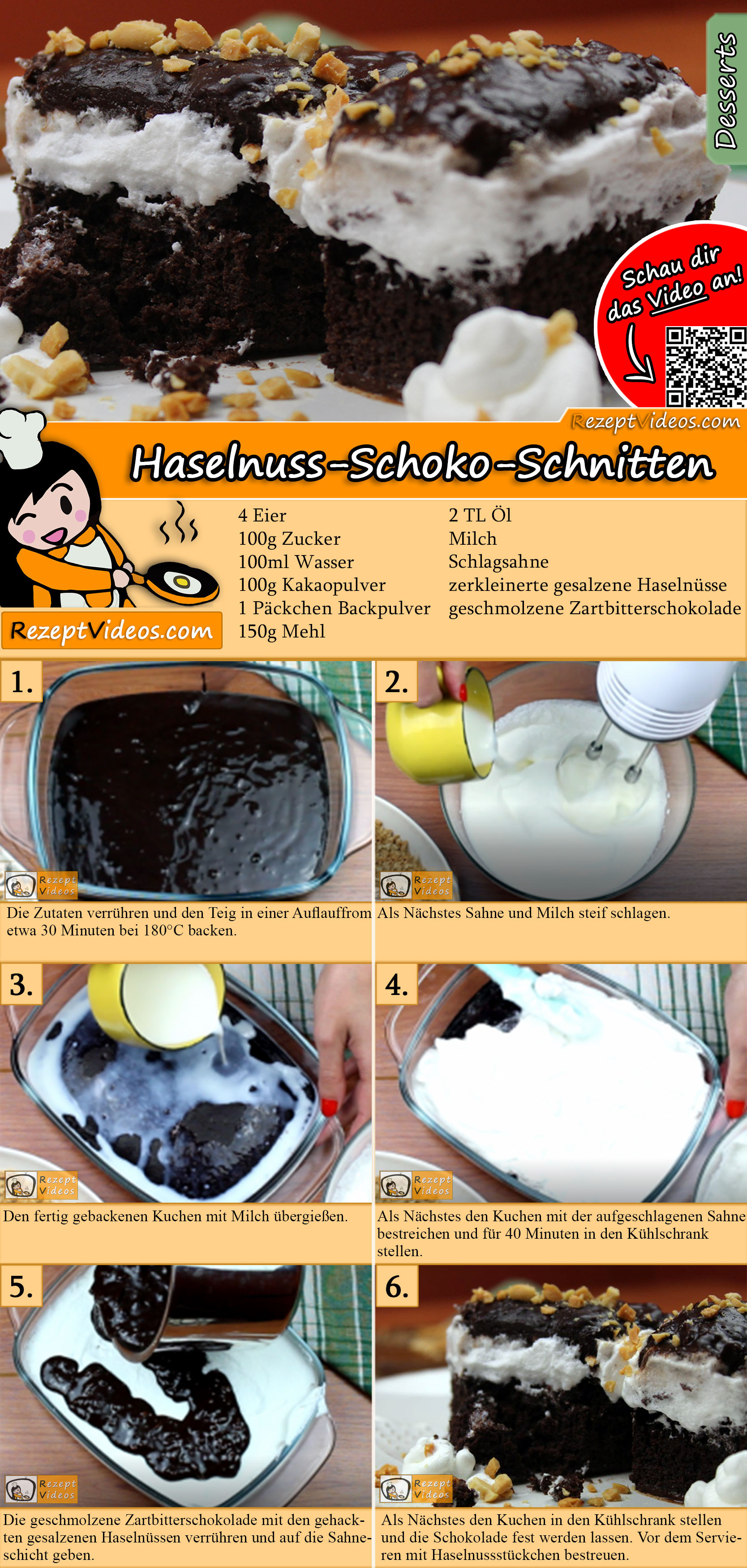Haselnuss-Schoko-Schnitten Rezept mit Video