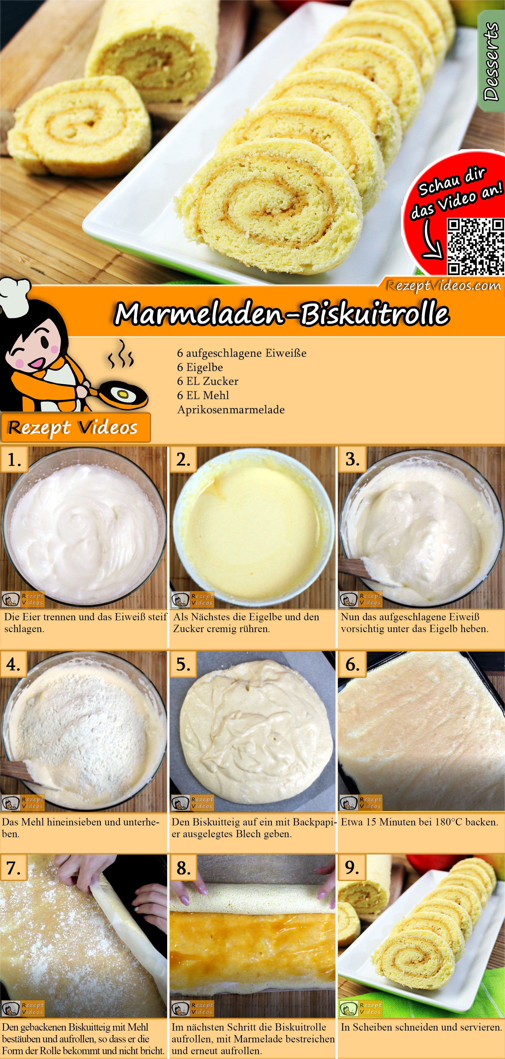 Marmeladen-Biskuitrolle Rezept mit Video