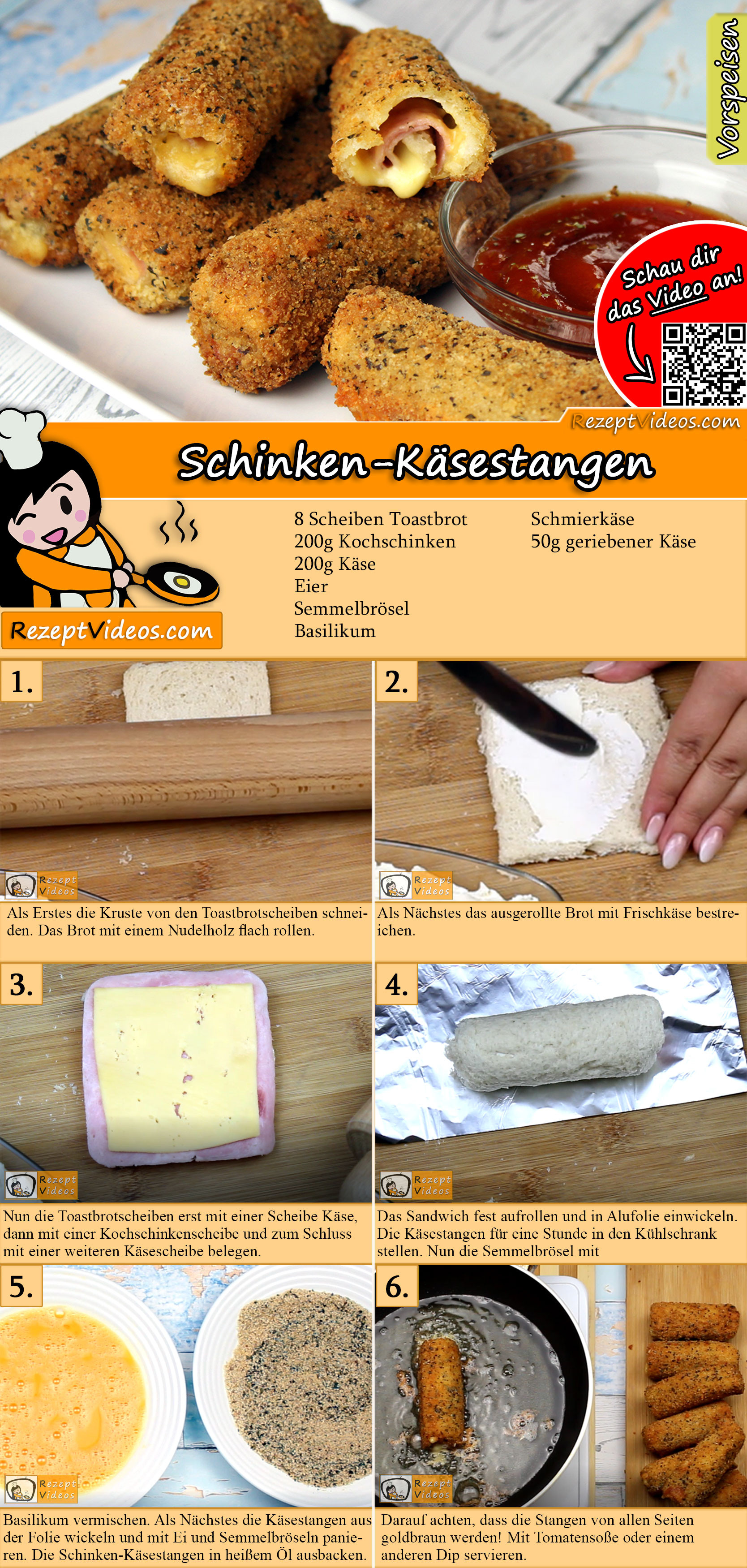 Schinken-Käsestangen Rezept mit Video