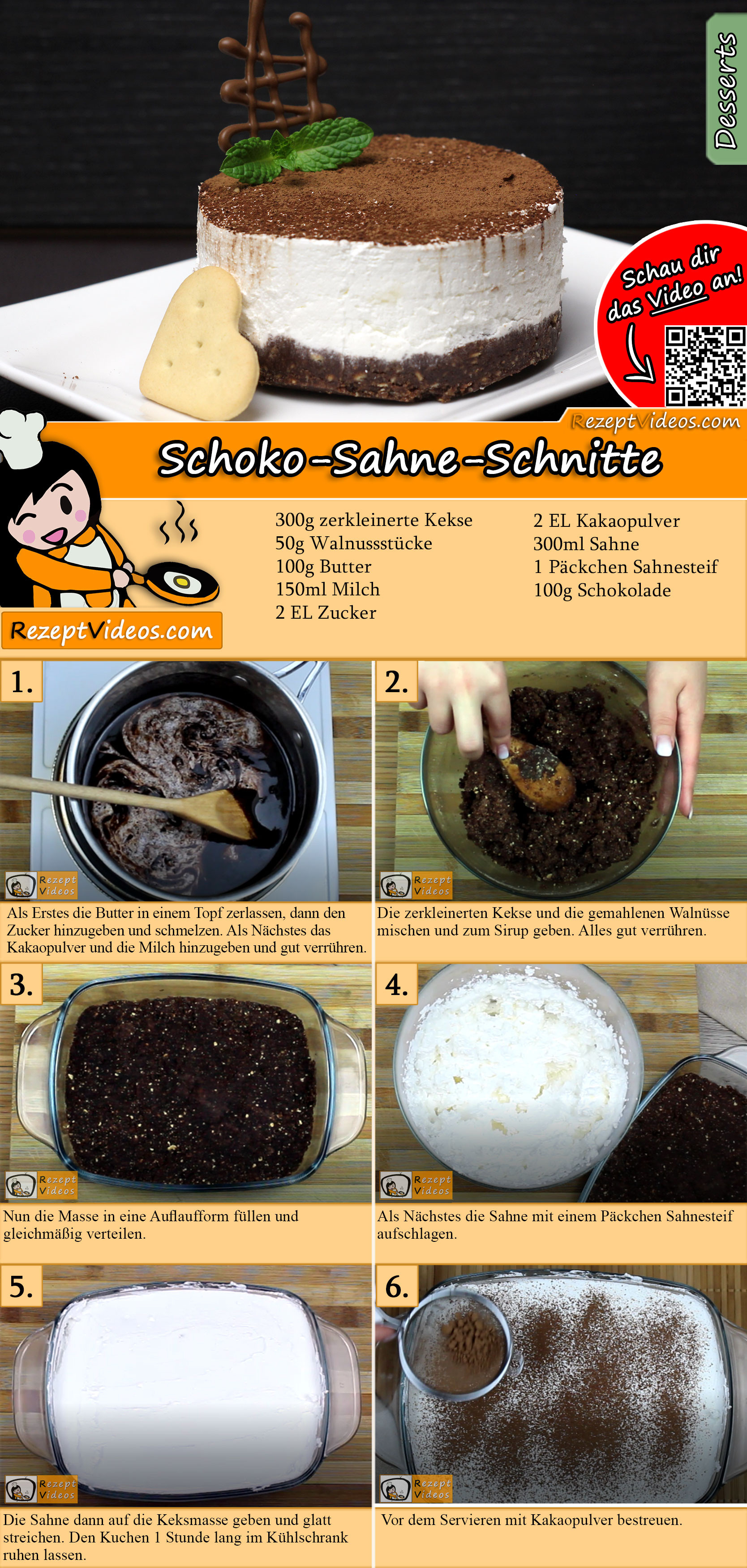 Schoko-Sahne-Schnitte Rezept mit Video