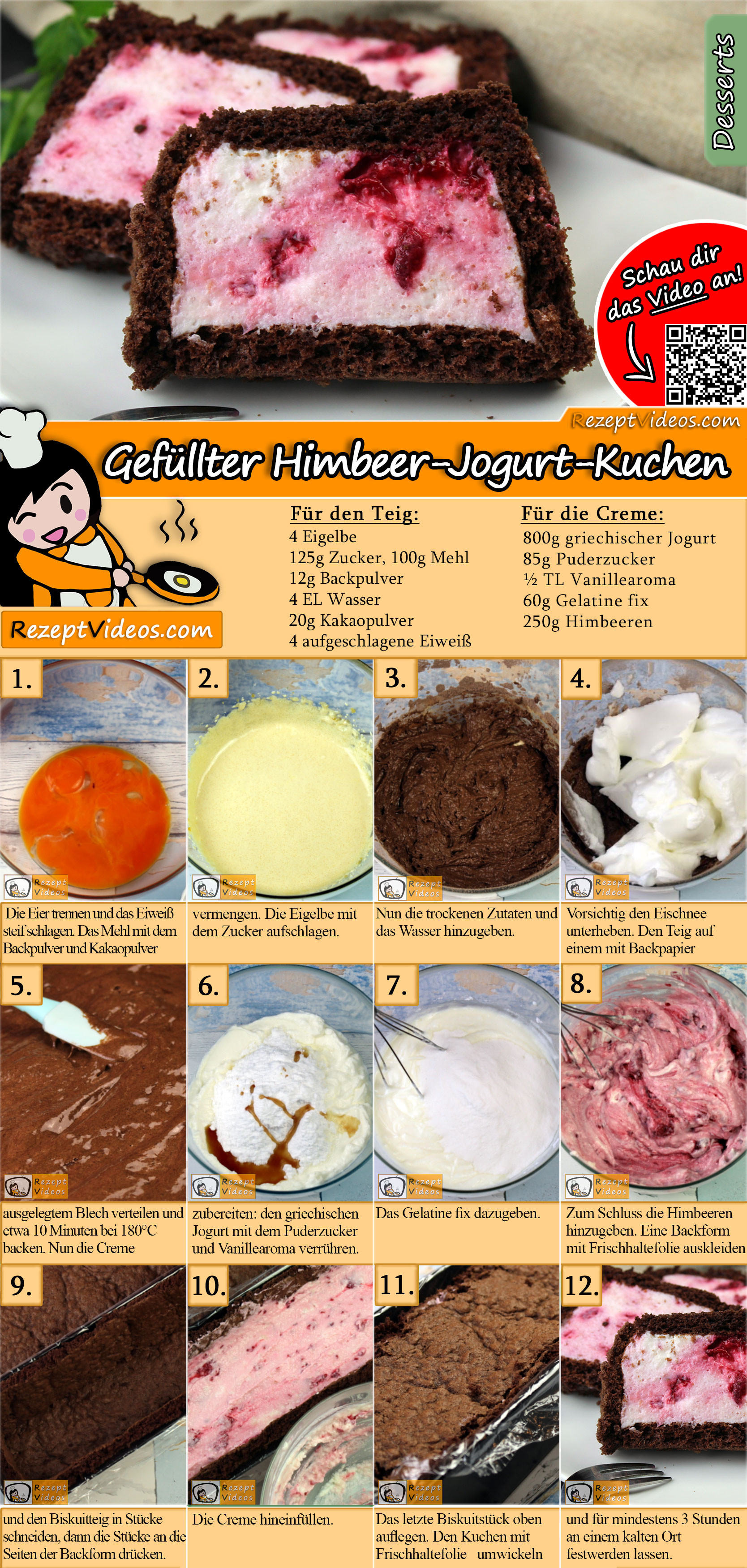 Gefüllter Himbeer-Jogurt-Kuchen Rezept mit Video