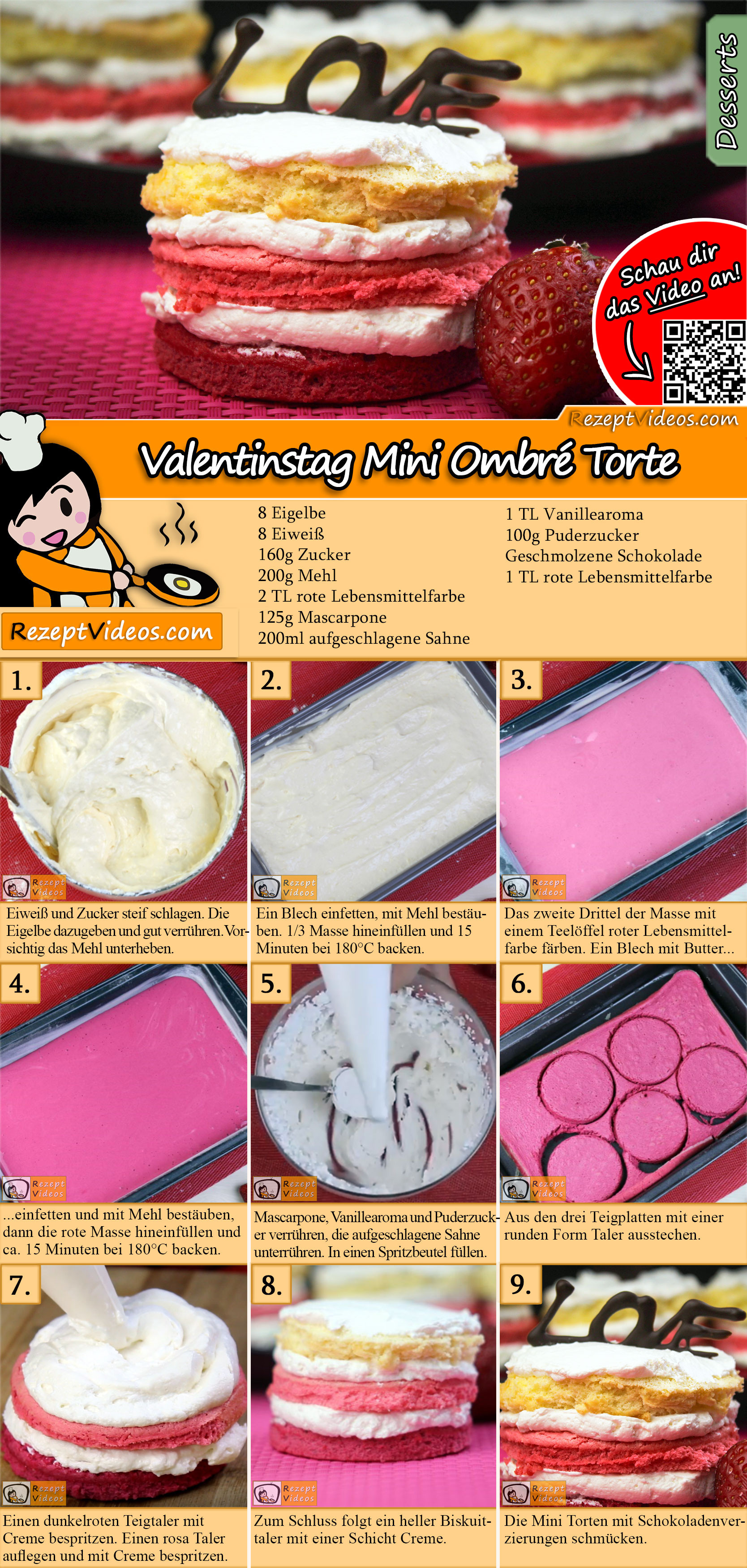 Valentinstag Mini Ombré Torte Rezept mit Video