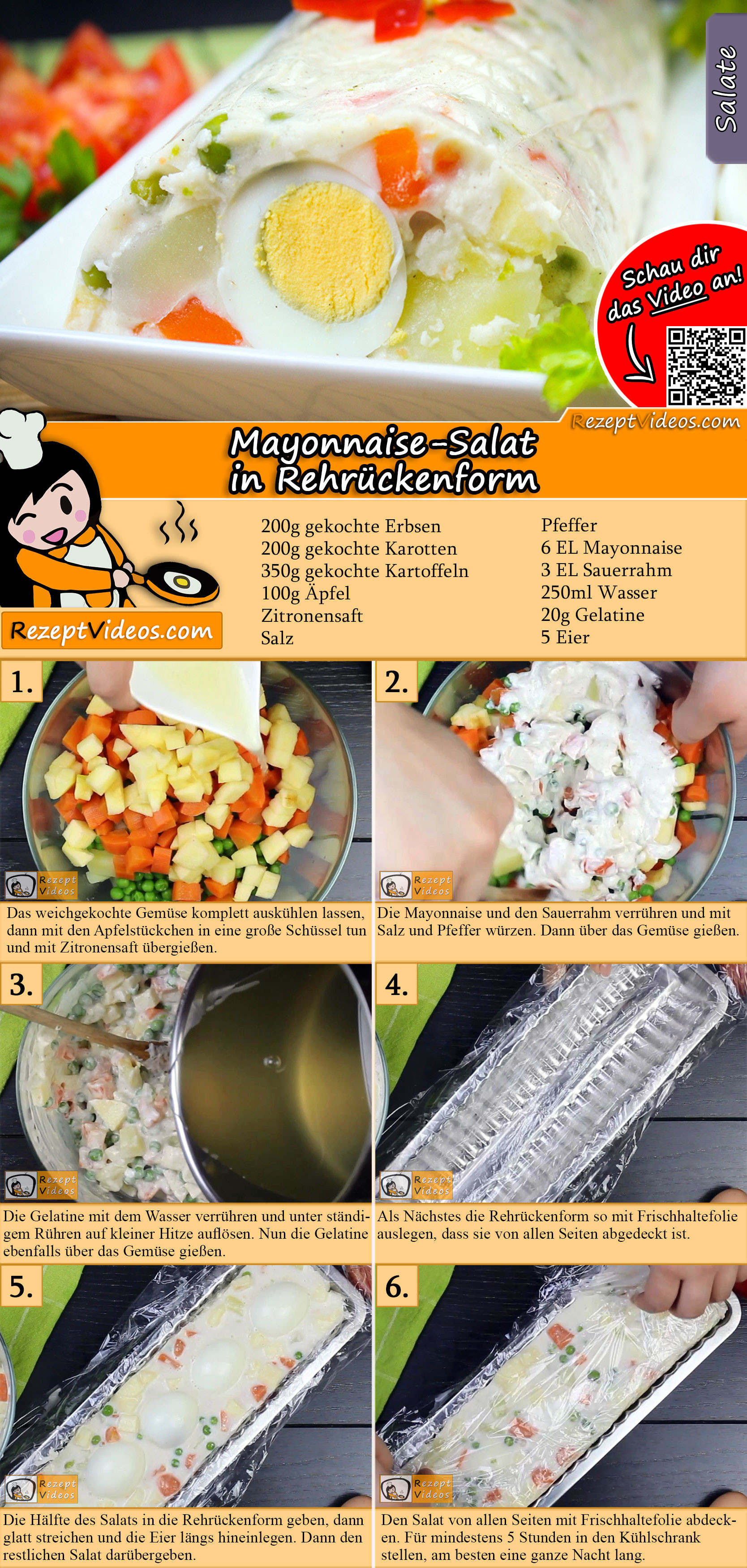 Mayonnaise-Salat in Rehrückenform Rezept mit Video