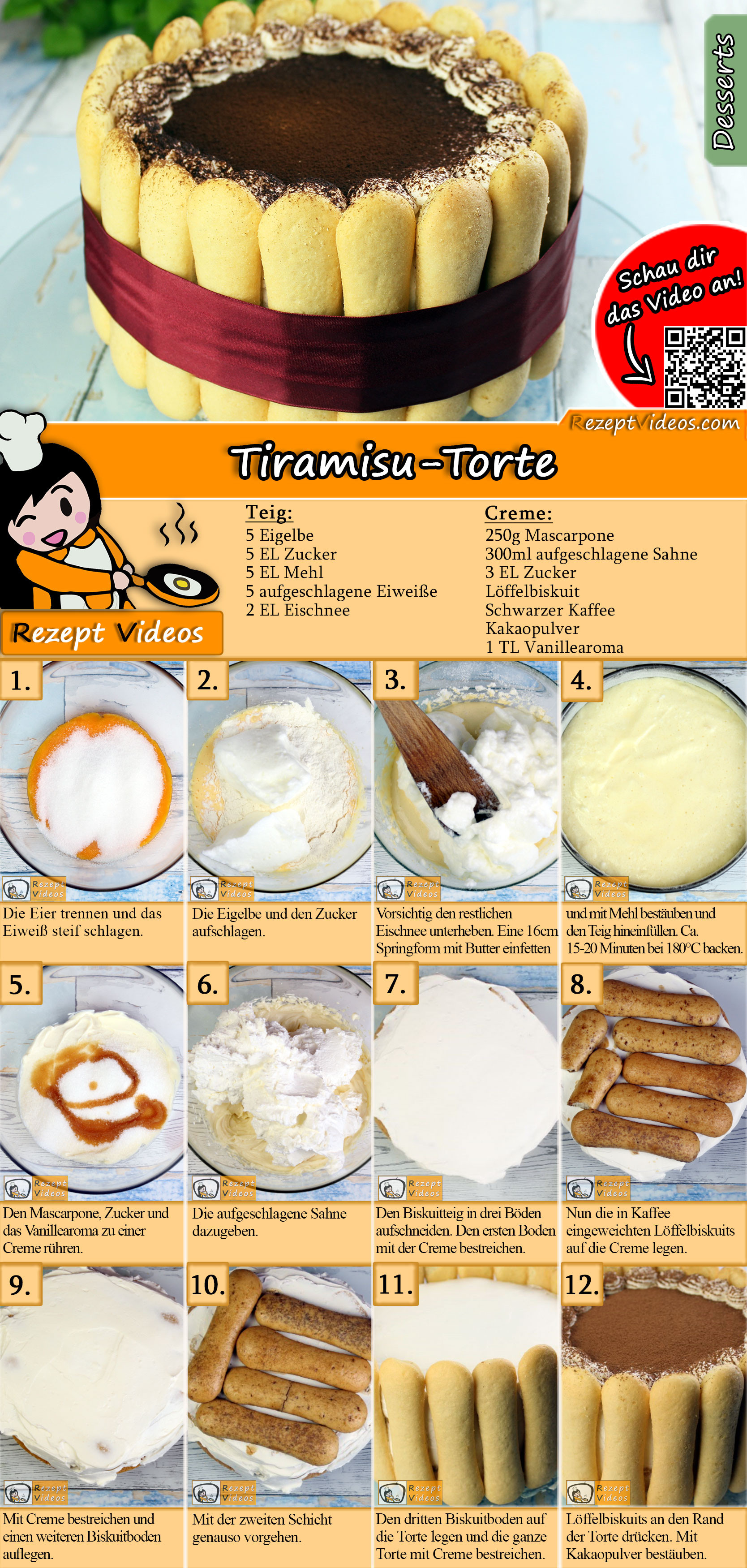 Tiramisu-Torte Rezept mit Video