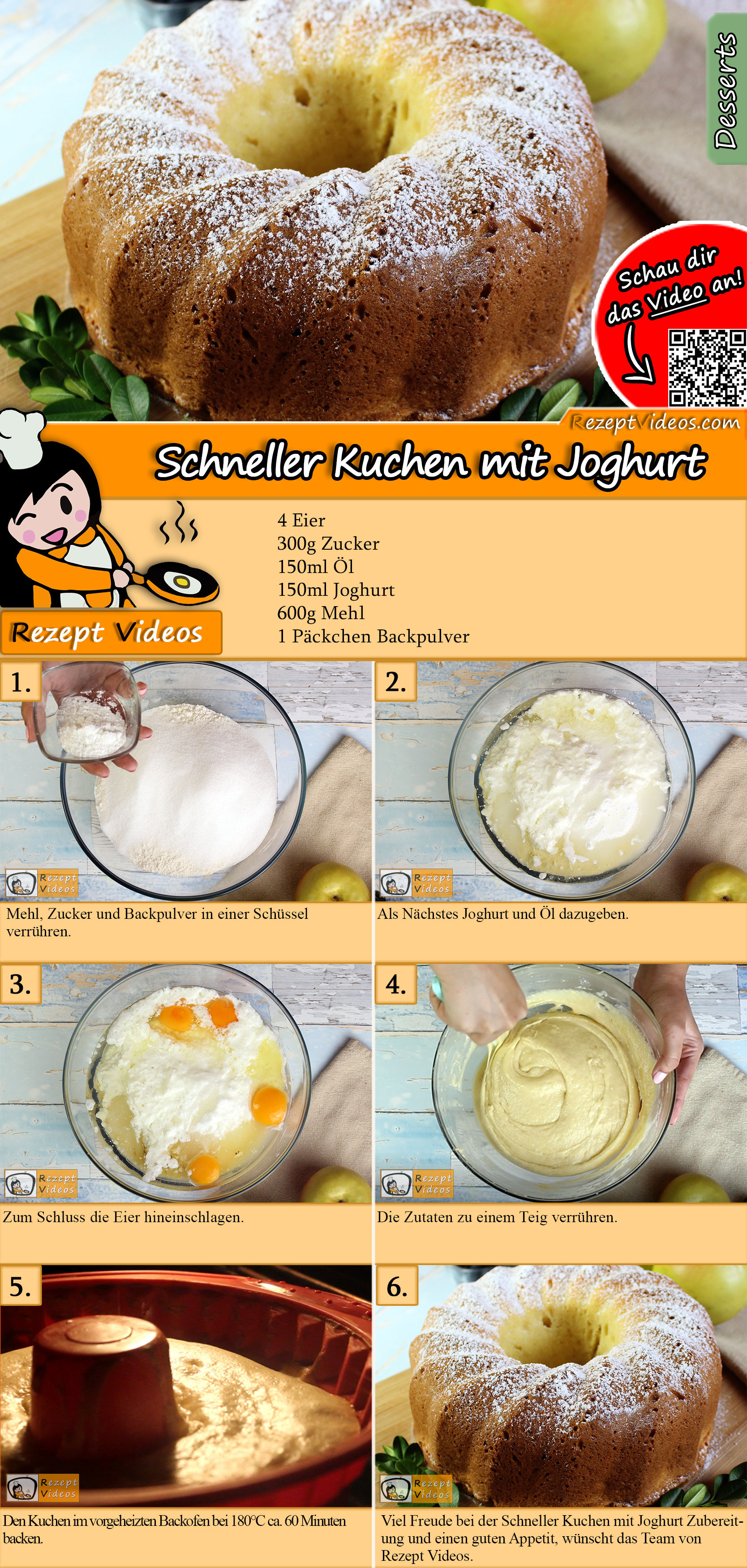 Schneller Kuchen mit Joghurt Rezept mit Video