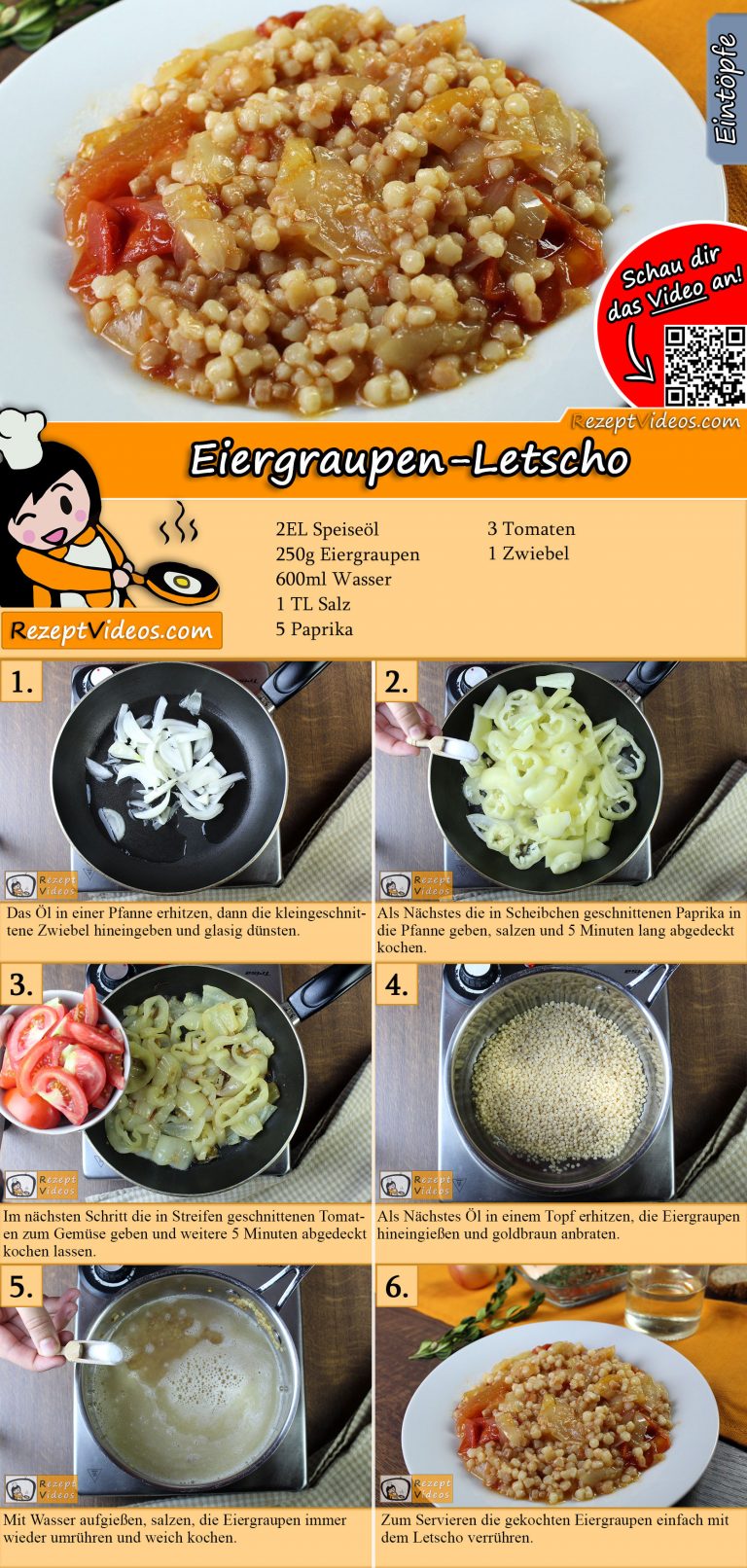 Eiergraupen-Letscho Rezept mit Video - Beilagen Rezepte