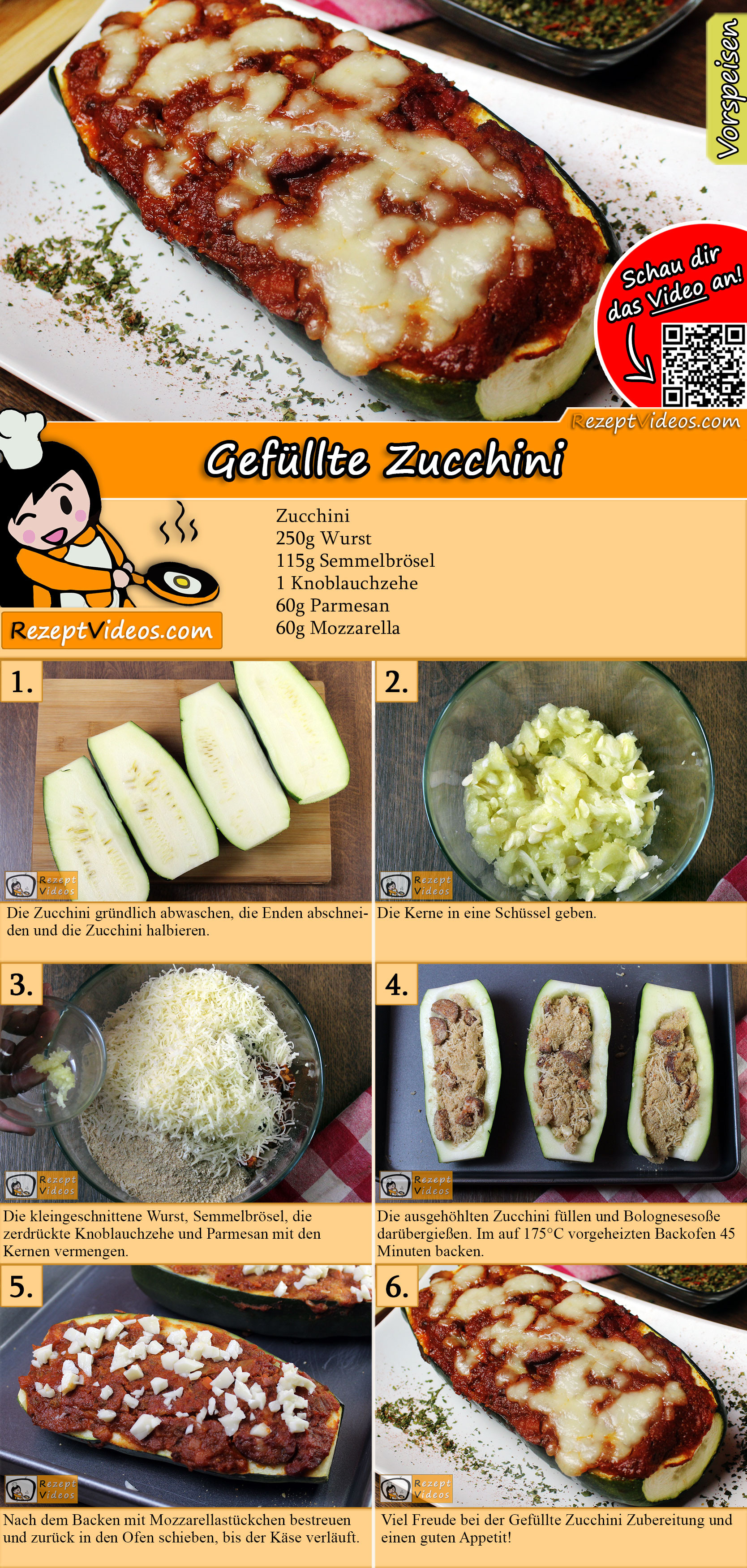 Gefüllte Zucchini Rezept mit Video