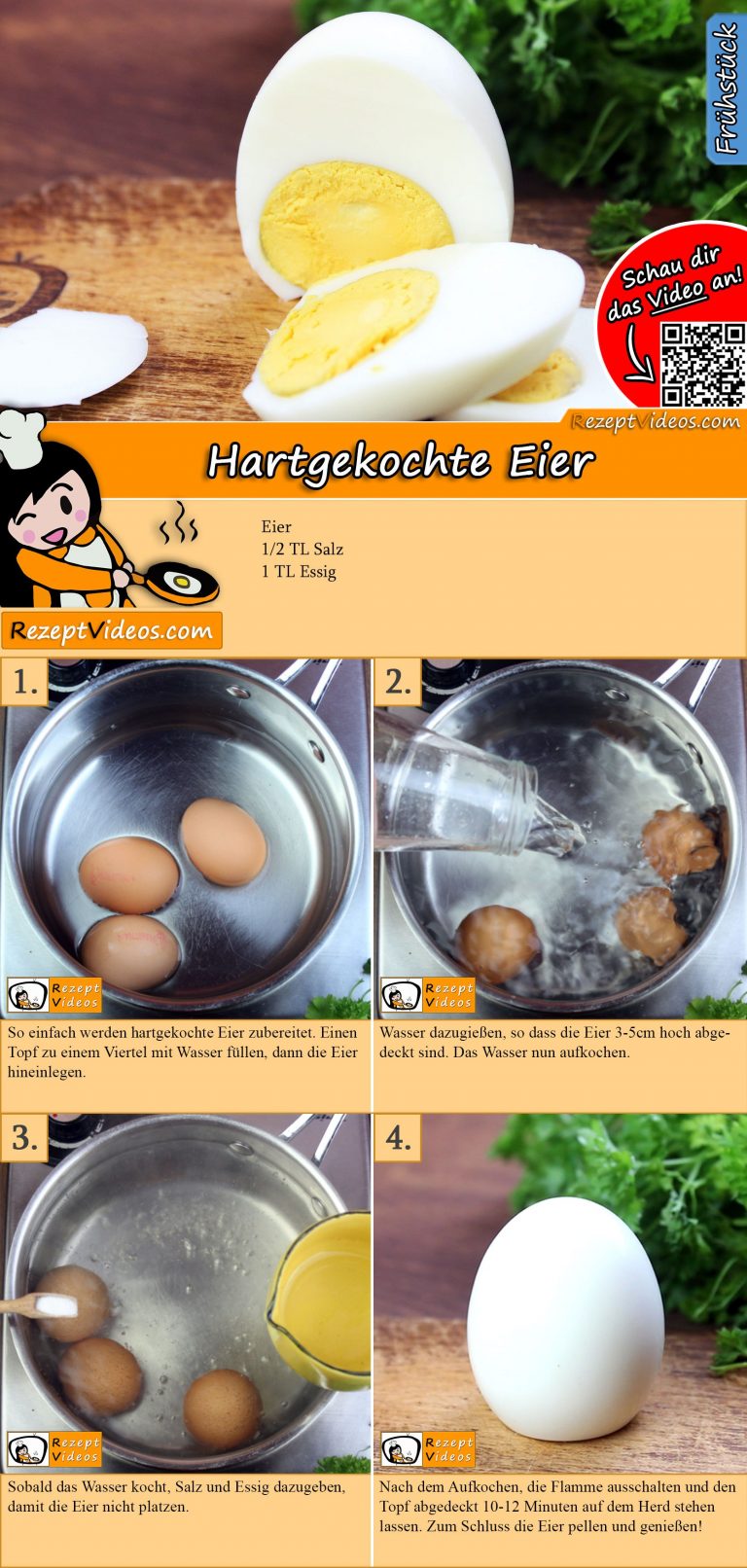 Hartgekochte Eier Rezept mit Video - Frühstücksrezepte/ Eier kochen