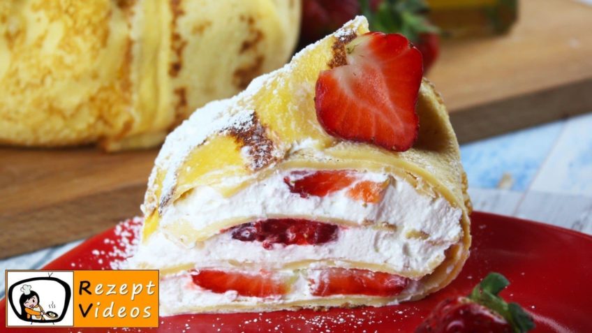 Erdbeer-Sahne-Pfannkuchentorte Rezept mit Video - Pfannkuchen Rezept
